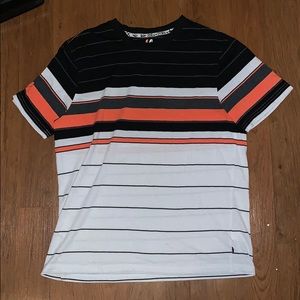 Amplify Orange, Black, and White Striped Tee